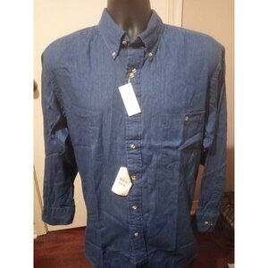 New Van Heusen Long Sleeve Blue Shirt Mens 16.5-32/33 (XL) Broadcloth NWT